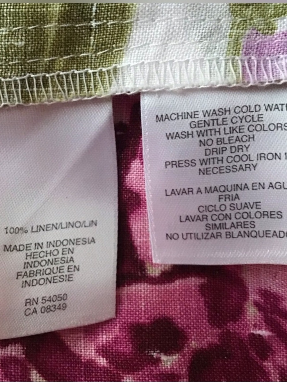 Jones New York White Linen Blouse with Pink & Green Floral Print - Picture 6 of 6